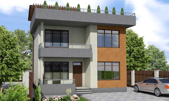 Проект двухэтажного дома с террасой общей площадью - 245 кв. м