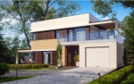 Проект элегантного дома в стиле Hi-Tech с гаражом общей площадью 125,8 кв.м (008)